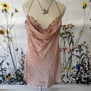 VICTORIAS SECRET Atelier M Enchanted Garden Embroidery Silk Halter Slip Coquette